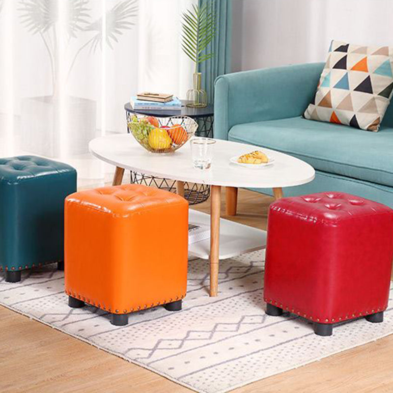 Trendy Leather Ottoman Plain Square Leather Foot Indoor Stool Ottoman Clearhalo 'furn' 'furn_ottomans_poufs' 'Furniture' 'Living Room Furniture' 'Ottomans & Poufs' 'ottomans_poufs' 5851872
