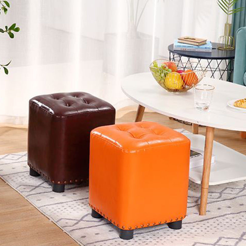 Trendy Leather Ottoman Plain Square Leather Foot Indoor Stool Ottoman Clearhalo 'furn' 'furn_ottomans_poufs' 'Furniture' 'Living Room Furniture' 'Ottomans & Poufs' 'ottomans_poufs' 5851873