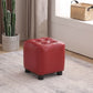 Trendy Leather Ottoman Plain Square Leather Foot Indoor Stool Ottoman 12"L x 12"W x 13"H Burgundy 1 Piece Clearhalo 'furn' 'furn_ottomans_poufs' 'Furniture' 'Living Room Furniture' 'Ottomans & Poufs' 'ottomans_poufs' 5851877