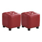 Trendy Leather Ottoman Plain Square Leather Foot Indoor Stool Ottoman 12"L x 12"W x 13"H Burgundy 2 Piece Set Clearhalo 'furn' 'furn_ottomans_poufs' 'Furniture' 'Living Room Furniture' 'Ottomans & Poufs' 'ottomans_poufs' 5851878