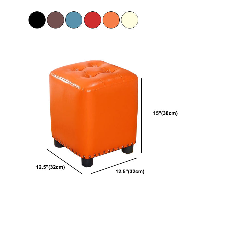 Trendy Leather Ottoman Plain Square Leather Foot Indoor Stool Ottoman Clearhalo 'furn' 'furn_ottomans_poufs' 'Furniture' 'Living Room Furniture' 'Ottomans & Poufs' 'ottomans_poufs' 5851902