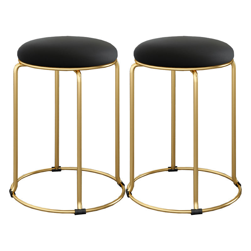 Standard Glam Velvet Ottoman Round Mildew Resistant Plain Ottoman Black 2 Piece Set Clearhalo 'furn' 'furn_ottomans_poufs' 'Furniture' 'Living Room Furniture' 'Ottomans & Poufs' 'ottomans_poufs' 5851937