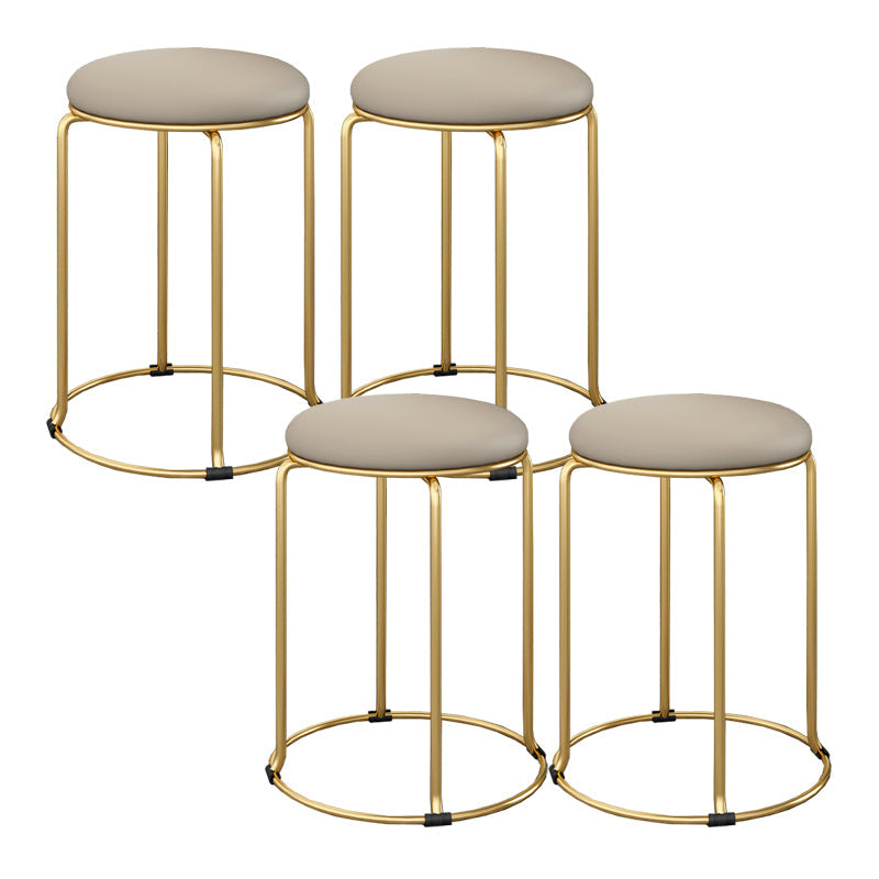 Standard Glam Velvet Ottoman Round Mildew Resistant Plain Ottoman Grey 4 Piece Set Clearhalo 'furn' 'furn_ottomans_poufs' 'Furniture' 'Living Room Furniture' 'Ottomans & Poufs' 'ottomans_poufs' 5851944