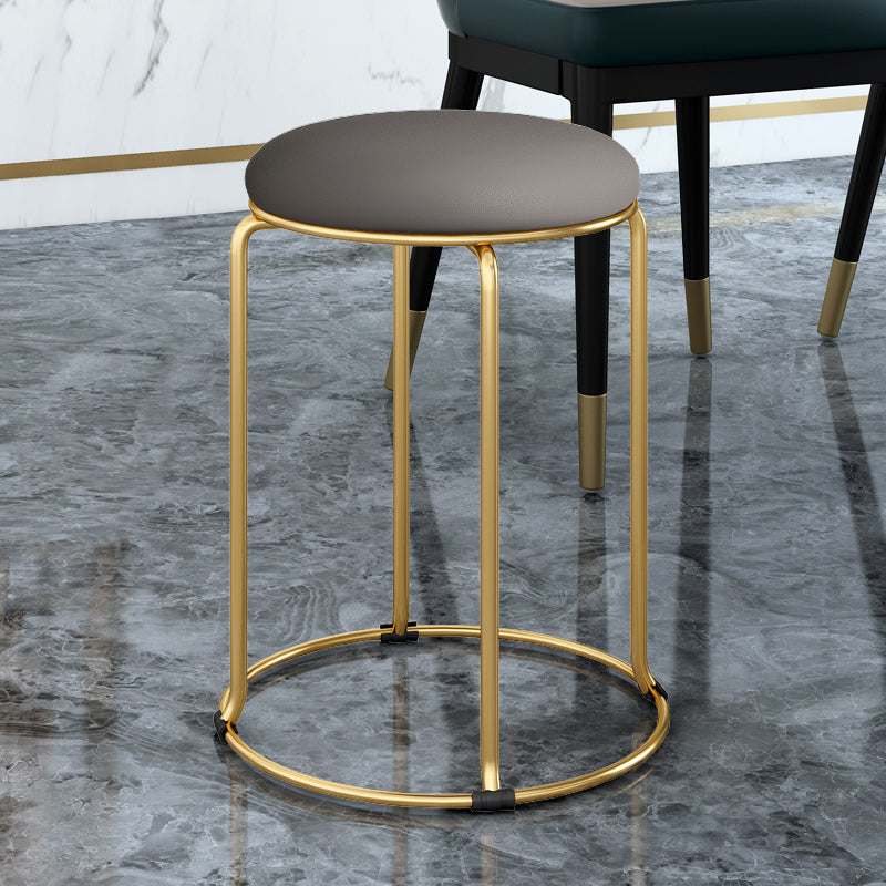 Standard Glam Velvet Ottoman Round Mildew Resistant Plain Ottoman Dark Gray 1 Piece Clearhalo 'furn' 'furn_ottomans_poufs' 'Furniture' 'Living Room Furniture' 'Ottomans & Poufs' 'ottomans_poufs' 5851947