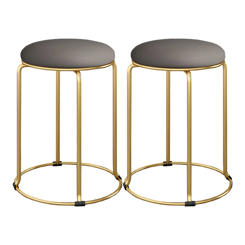 Standard Glam Velvet Ottoman Round Mildew Resistant Plain Ottoman Dark Gray 2 Piece Set Clearhalo 'furn' 'furn_ottomans_poufs' 'Furniture' 'Living Room Furniture' 'Ottomans & Poufs' 'ottomans_poufs' 5851948