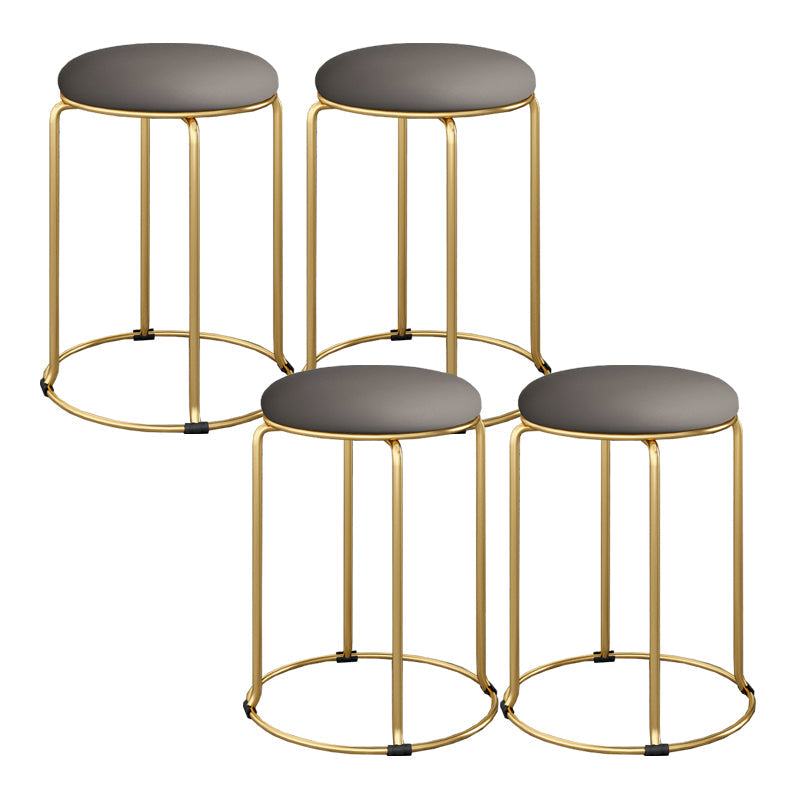 Standard Glam Velvet Ottoman Round Mildew Resistant Plain Ottoman Dark Gray 4 Piece Set Clearhalo 'furn' 'furn_ottomans_poufs' 'Furniture' 'Living Room Furniture' 'Ottomans & Poufs' 'ottomans_poufs' 5851950