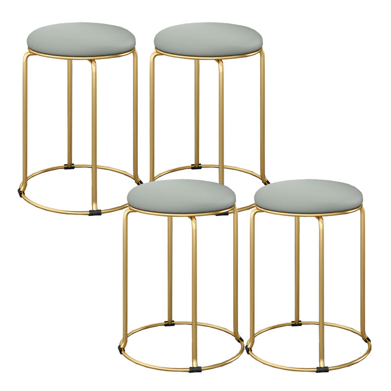 Standard Glam Velvet Ottoman Round Mildew Resistant Plain Ottoman Light Gray 4 Piece Set Clearhalo 'furn' 'furn_ottomans_poufs' 'Furniture' 'Living Room Furniture' 'Ottomans & Poufs' 'ottomans_poufs' 5851957