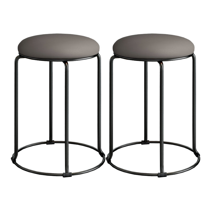 Standard Glam Velvet Ottoman Round Mildew Resistant Plain Ottoman Gray Black 2 Piece Set Clearhalo 'furn' 'furn_ottomans_poufs' 'Furniture' 'Living Room Furniture' 'Ottomans & Poufs' 'ottomans_poufs' 5851960