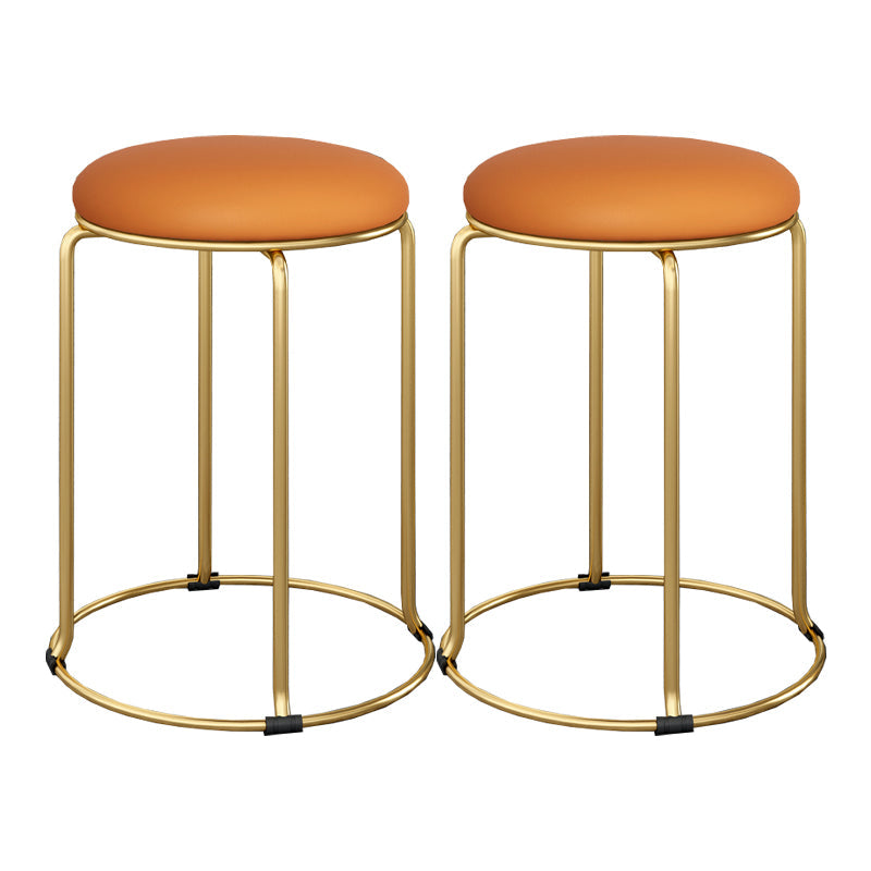 Standard Glam Velvet Ottoman Round Mildew Resistant Plain Ottoman Orange 2 Piece Set Clearhalo 'furn' 'furn_ottomans_poufs' 'Furniture' 'Living Room Furniture' 'Ottomans & Poufs' 'ottomans_poufs' 5851964