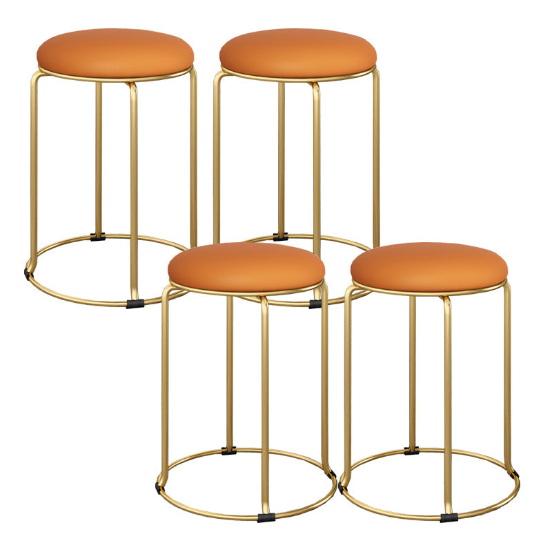 Standard Glam Velvet Ottoman Round Mildew Resistant Plain Ottoman Orange 4 Piece Set Clearhalo 'furn' 'furn_ottomans_poufs' 'Furniture' 'Living Room Furniture' 'Ottomans & Poufs' 'ottomans_poufs' 5851965