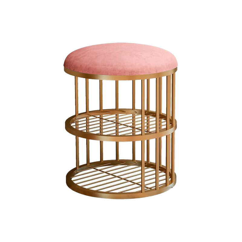 Glam Cylinder Shape Pouf Chair Plain Velvet with Bottom Rack Storage Pouf Pink Black 1 Piece Clearhalo 'furn' 'furn_ottomans_poufs' 'Furniture' 'Living Room Furniture' 'Ottomans & Poufs' 'ottomans_poufs' 5851979