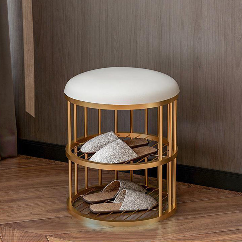 Glam Cylinder Shape Pouf Chair Plain Velvet with Bottom Rack Storage Pouf Clearhalo 'furn' 'furn_ottomans_poufs' 'Furniture' 'Living Room Furniture' 'Ottomans & Poufs' 'ottomans_poufs' 5851991