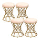 Glam Velvet Ottoman Plain Round Metal Frame Foot Stool Ottoman Pink 4 Piece Set Clearhalo 'furn' 'furn_ottomans_poufs' 'Furniture' 'Living Room Furniture' 'Ottomans & Poufs' 'ottomans_poufs' 5852010