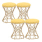 Glam Velvet Ottoman Plain Round Metal Frame Foot Stool Ottoman Yellow 4 Piece Set Clearhalo 'furn' 'furn_ottomans_poufs' 'Furniture' 'Living Room Furniture' 'Ottomans & Poufs' 'ottomans_poufs' 5852016