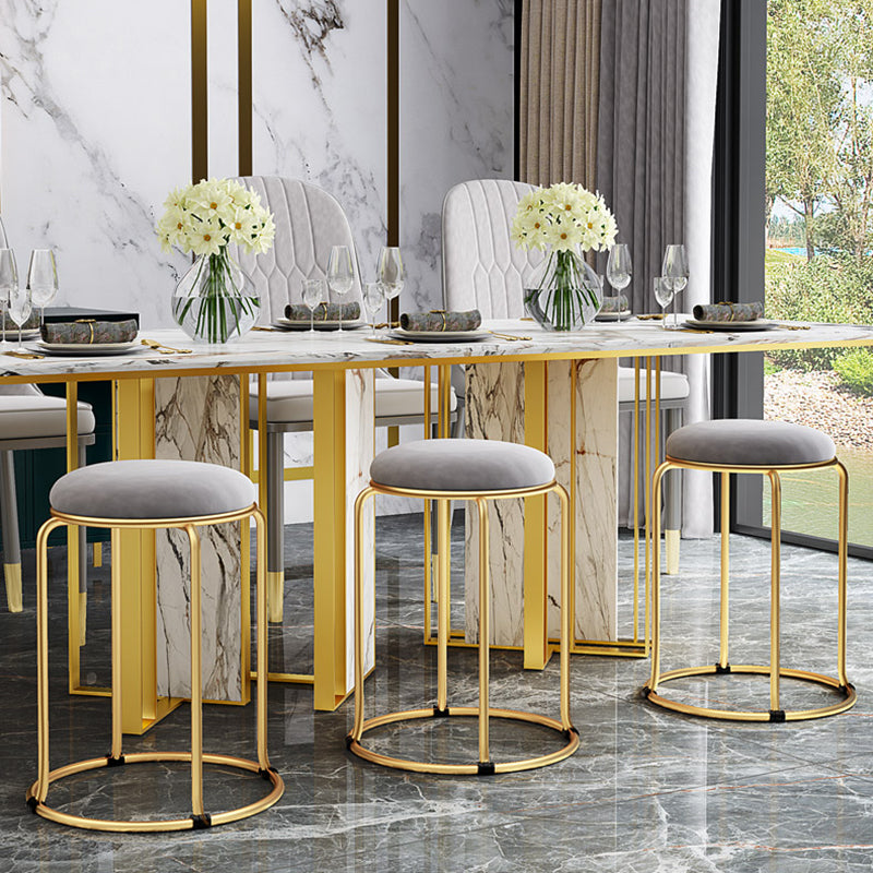 Glam Standard Ottoman Fade Resistant Velvet Mental Leg Solid Color Round Ottoman Clearhalo 'furn' 'furn_ottomans_poufs' 'Furniture' 'Living Room Furniture' 'Ottomans & Poufs' 'ottomans_poufs' 5852040