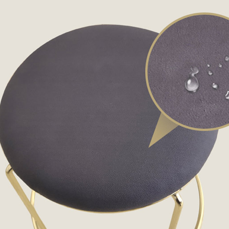 Glam Standard Ottoman Fade Resistant Velvet Mental Leg Solid Color Round Ottoman Clearhalo 'furn' 'furn_ottomans_poufs' 'Furniture' 'Living Room Furniture' 'Ottomans & Poufs' 'ottomans_poufs' 5852047