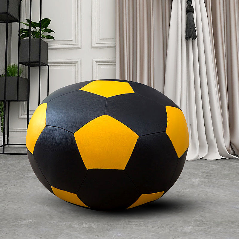 Geometric Print Ottoman Pouf Scratch Resistant Specialty Faux Leather Ottoman Yellow Black 1 Piece Clearhalo 'furn' 'furn_ottomans_poufs' 'Furniture' 'Living Room Furniture' 'Ottomans & Poufs' 'ottomans_poufs' 5852068