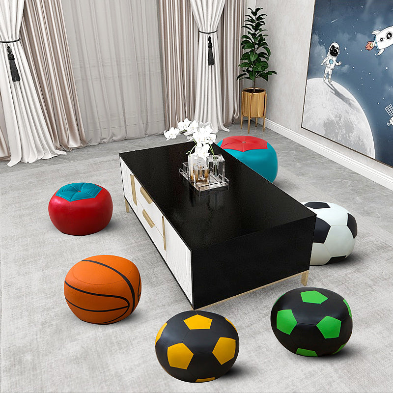 Geometric Print Ottoman Pouf Scratch Resistant Specialty Faux Leather Ottoman Clearhalo 'furn' 'furn_ottomans_poufs' 'Furniture' 'Living Room Furniture' 'Ottomans & Poufs' 'ottomans_poufs' 5852071