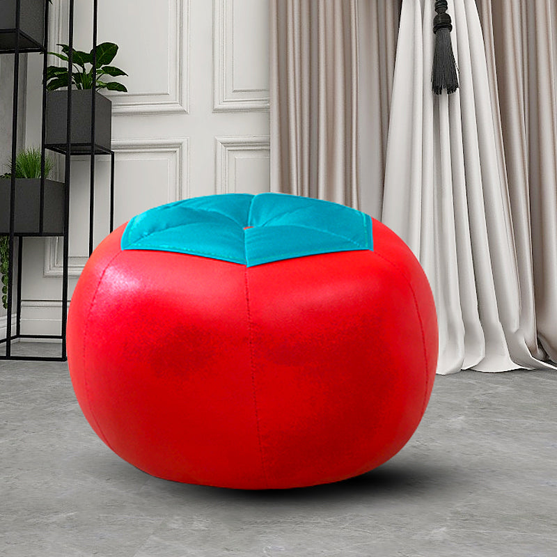 Geometric Print Ottoman Pouf Scratch Resistant Specialty Faux Leather Ottoman Red 1 Piece Clearhalo 'furn' 'furn_ottomans_poufs' 'Furniture' 'Living Room Furniture' 'Ottomans & Poufs' 'ottomans_poufs' 5852073