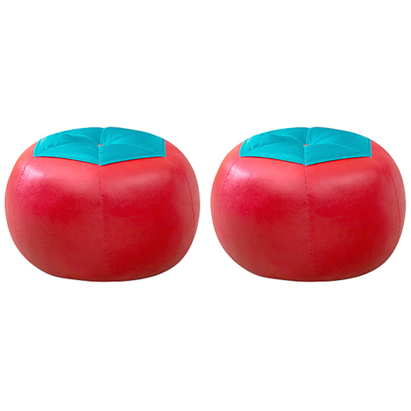 Geometric Print Ottoman Pouf Scratch Resistant Specialty Faux Leather Ottoman Red 2 Piece Set Clearhalo 'furn' 'furn_ottomans_poufs' 'Furniture' 'Living Room Furniture' 'Ottomans & Poufs' 'ottomans_poufs' 5852076