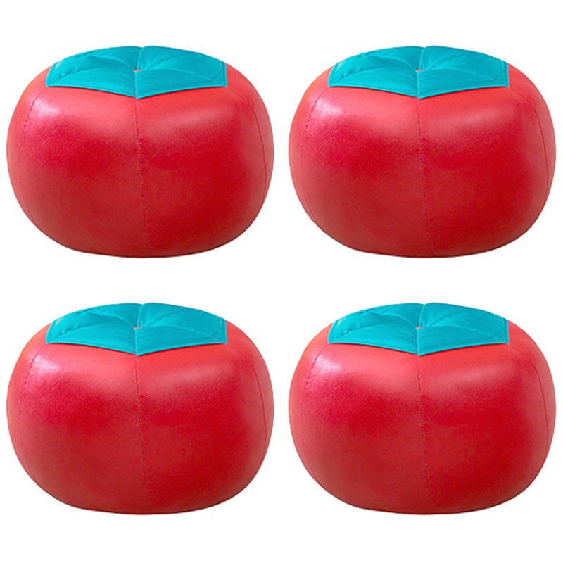 Geometric Print Ottoman Pouf Scratch Resistant Specialty Faux Leather Ottoman Red 4 Piece Set Clearhalo 'furn' 'furn_ottomans_poufs' 'Furniture' 'Living Room Furniture' 'Ottomans & Poufs' 'ottomans_poufs' 5852078