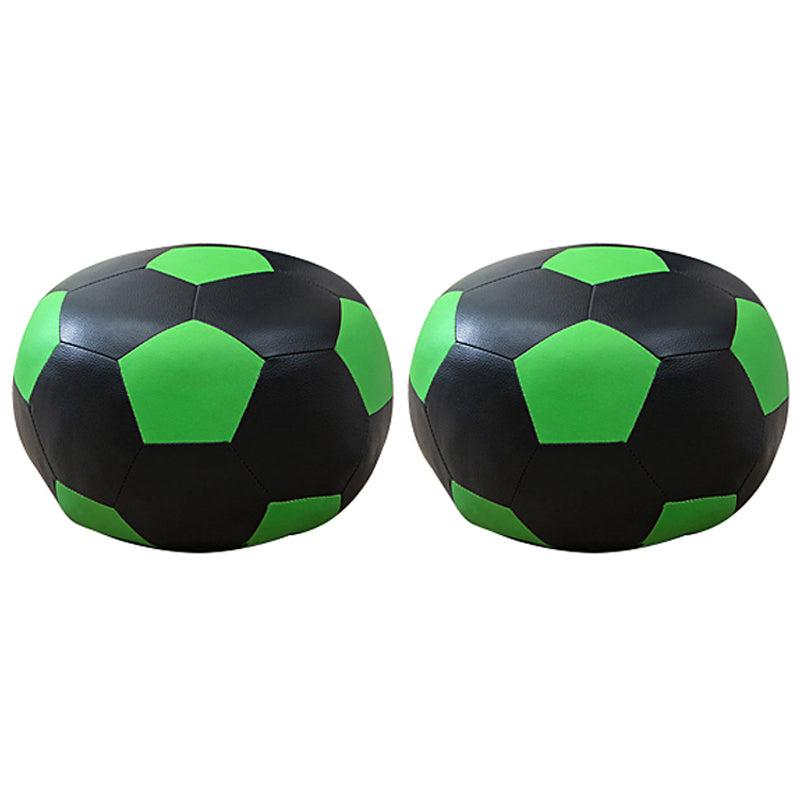 Geometric Print Ottoman Pouf Scratch Resistant Specialty Faux Leather Ottoman Green-Black 2 Piece Set Clearhalo 'furn' 'furn_ottomans_poufs' 'Furniture' 'Living Room Furniture' 'Ottomans & Poufs' 'ottomans_poufs' 5852081