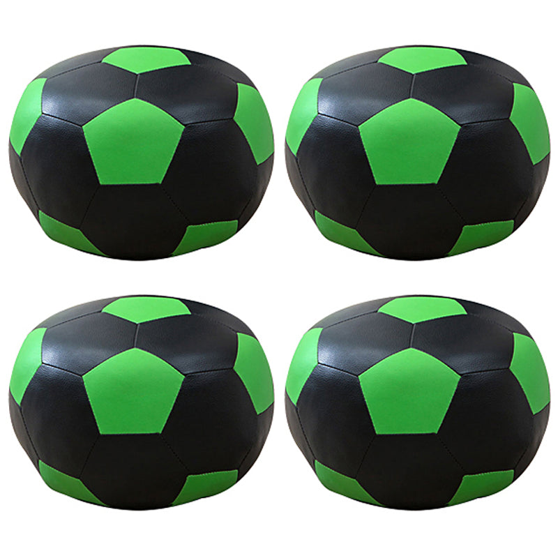 Geometric Print Ottoman Pouf Scratch Resistant Specialty Faux Leather Ottoman Green-Black 4 Piece Set Clearhalo 'furn' 'furn_ottomans_poufs' 'Furniture' 'Living Room Furniture' 'Ottomans & Poufs' 'ottomans_poufs' 5852084