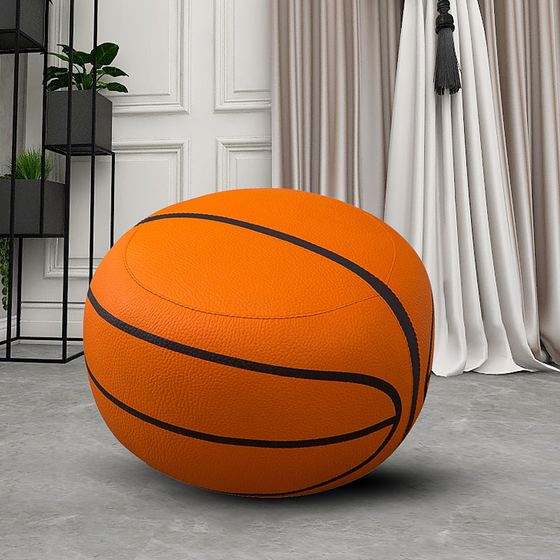 Geometric Print Ottoman Pouf Scratch Resistant Specialty Faux Leather Ottoman Orange 1 Piece Clearhalo 'furn' 'furn_ottomans_poufs' 'Furniture' 'Living Room Furniture' 'Ottomans & Poufs' 'ottomans_poufs' 5852086