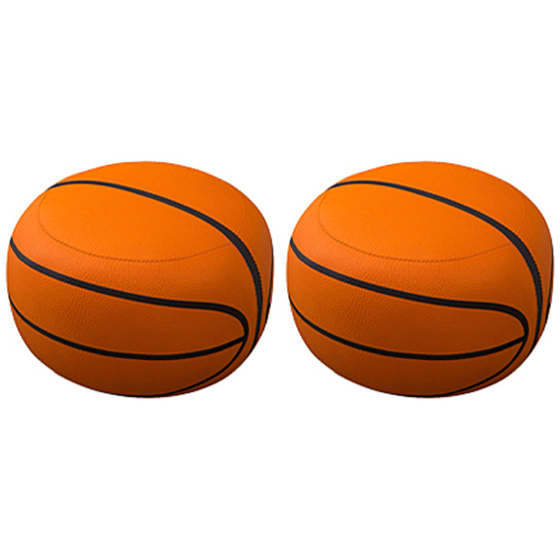 Geometric Print Ottoman Pouf Scratch Resistant Specialty Faux Leather Ottoman Orange 2 Piece Set Clearhalo 'furn' 'furn_ottomans_poufs' 'Furniture' 'Living Room Furniture' 'Ottomans & Poufs' 'ottomans_poufs' 5852088