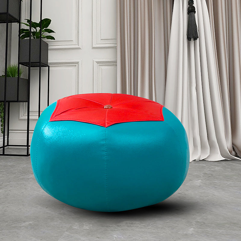 Geometric Print Ottoman Pouf Scratch Resistant Specialty Faux Leather Ottoman Blue-Green 1 Piece Clearhalo 'furn' 'furn_ottomans_poufs' 'Furniture' 'Living Room Furniture' 'Ottomans & Poufs' 'ottomans_poufs' 5852091