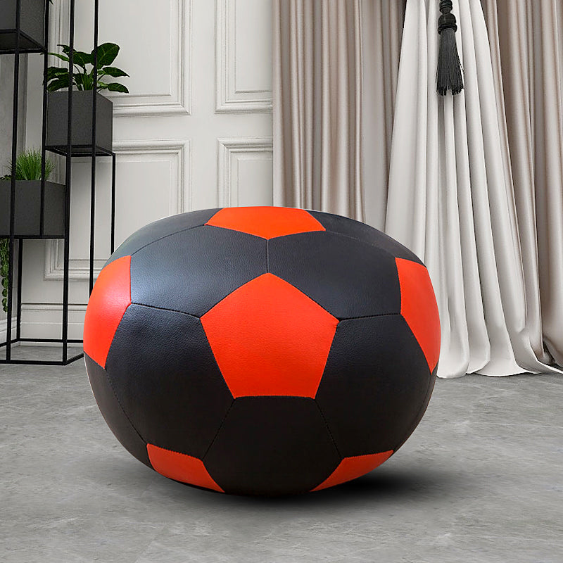 Geometric Print Ottoman Pouf Scratch Resistant Specialty Faux Leather Ottoman Red-Black 1 Piece Clearhalo 'furn' 'furn_ottomans_poufs' 'Furniture' 'Living Room Furniture' 'Ottomans & Poufs' 'ottomans_poufs' 5852094