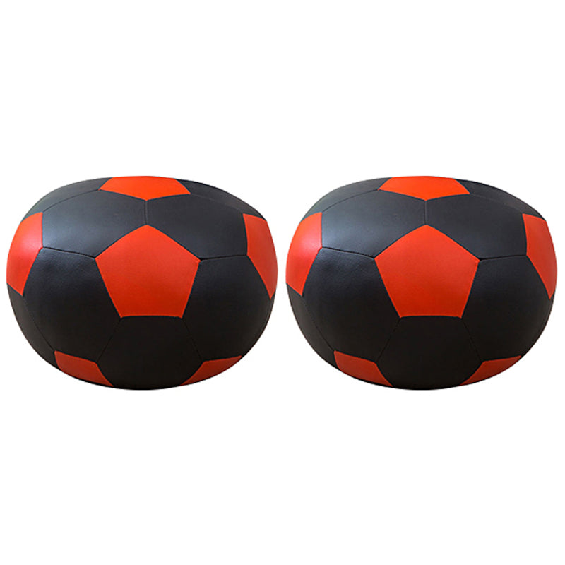 Geometric Print Ottoman Pouf Scratch Resistant Specialty Faux Leather Ottoman Red-Black 2 Piece Set Clearhalo 'furn' 'furn_ottomans_poufs' 'Furniture' 'Living Room Furniture' 'Ottomans & Poufs' 'ottomans_poufs' 5852095