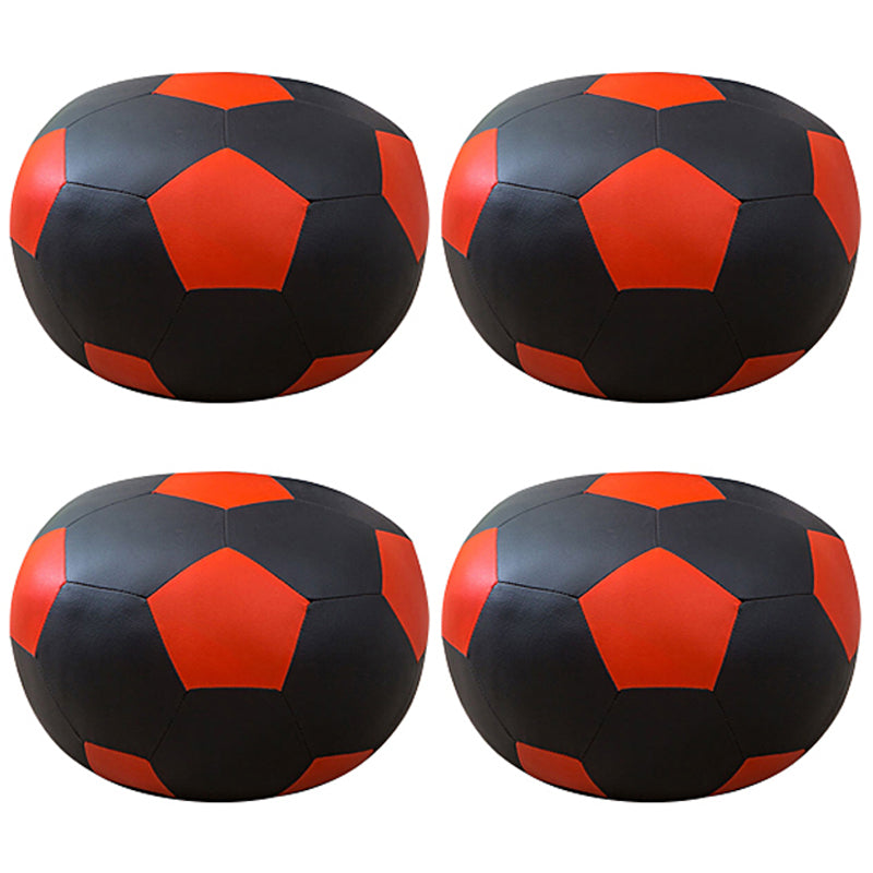 Geometric Print Ottoman Pouf Scratch Resistant Specialty Faux Leather Ottoman Red-Black 4 Piece Set Clearhalo 'furn' 'furn_ottomans_poufs' 'Furniture' 'Living Room Furniture' 'Ottomans & Poufs' 'ottomans_poufs' 5852096