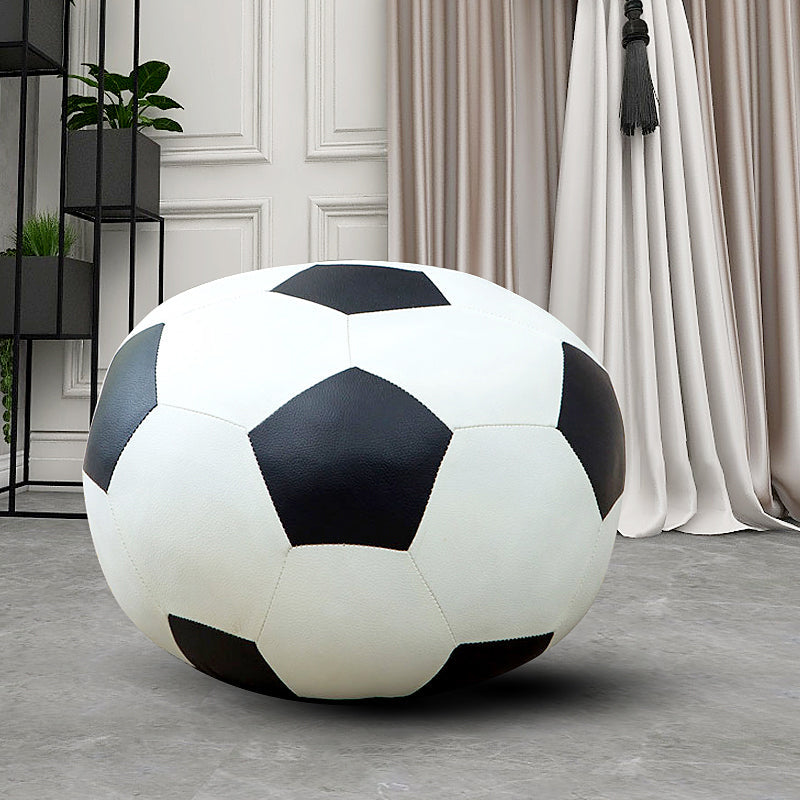 Geometric Print Ottoman Pouf Scratch Resistant Specialty Faux Leather Ottoman Black White 1 Piece Clearhalo 'furn' 'furn_ottomans_poufs' 'Furniture' 'Living Room Furniture' 'Ottomans & Poufs' 'ottomans_poufs' 5852097