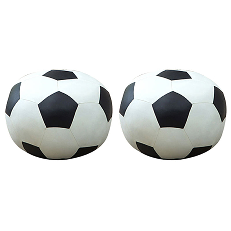 Geometric Print Ottoman Pouf Scratch Resistant Specialty Faux Leather Ottoman Black White 2 Piece Set Clearhalo 'furn' 'furn_ottomans_poufs' 'Furniture' 'Living Room Furniture' 'Ottomans & Poufs' 'ottomans_poufs' 5852098