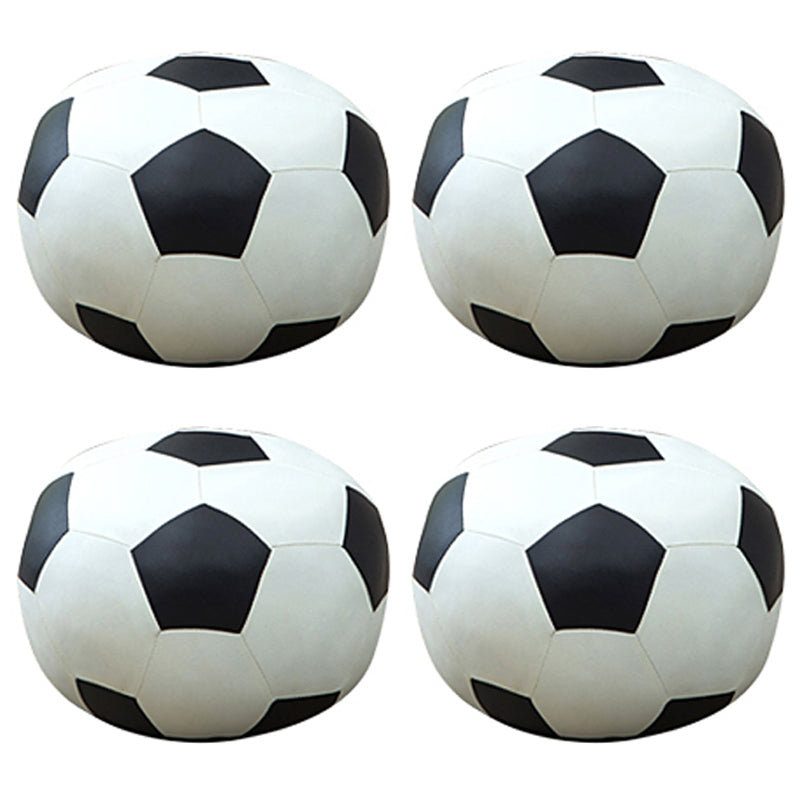 Geometric Print Ottoman Pouf Scratch Resistant Specialty Faux Leather Ottoman Black White 4 Piece Set Clearhalo 'furn' 'furn_ottomans_poufs' 'Furniture' 'Living Room Furniture' 'Ottomans & Poufs' 'ottomans_poufs' 5852099