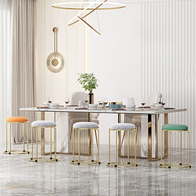 現代のプーフオットマンファブリック布張り金属フレームラウンドオットマン