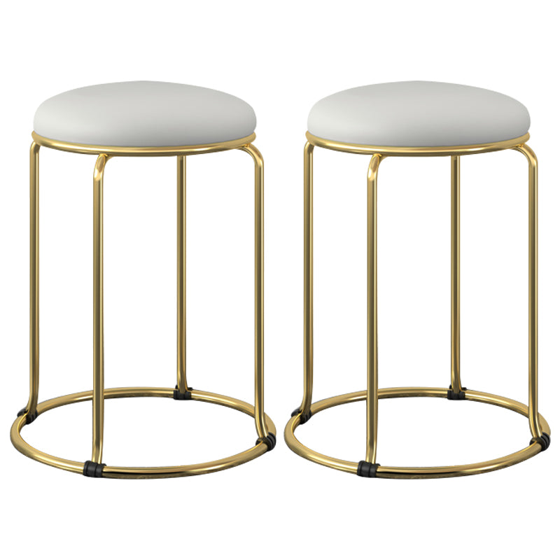 現代のプーフオットマンファブリック布張り金属フレームラウンドオットマン