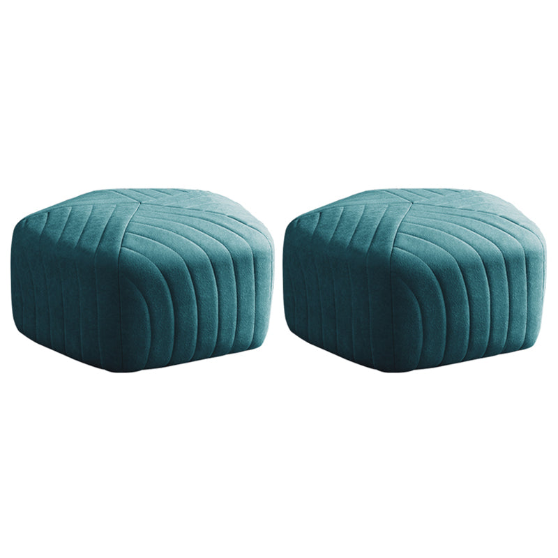 Contemporary Footstool Ottoman Suede Upholstered Solid Color Pentagon Ottoman 18"L x 18"W x 12"H Green 2 Piece Set Clearhalo 'furn' 'furn_ottomans_poufs' 'Furniture' 'Living Room Furniture' 'Ottomans & Poufs' 'ottomans_poufs' 5852180