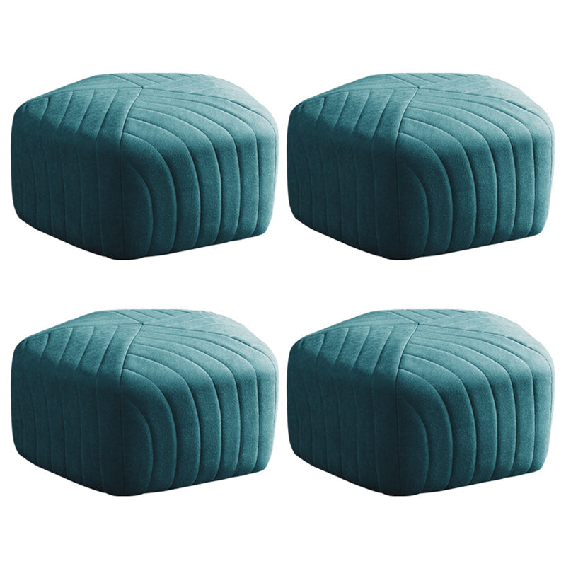 Contemporary Footstool Ottoman Suede Upholstered Solid Color Pentagon Ottoman 18"L x 18"W x 12"H Green 4 Piece Set Clearhalo 'furn' 'furn_ottomans_poufs' 'Furniture' 'Living Room Furniture' 'Ottomans & Poufs' 'ottomans_poufs' 5852182