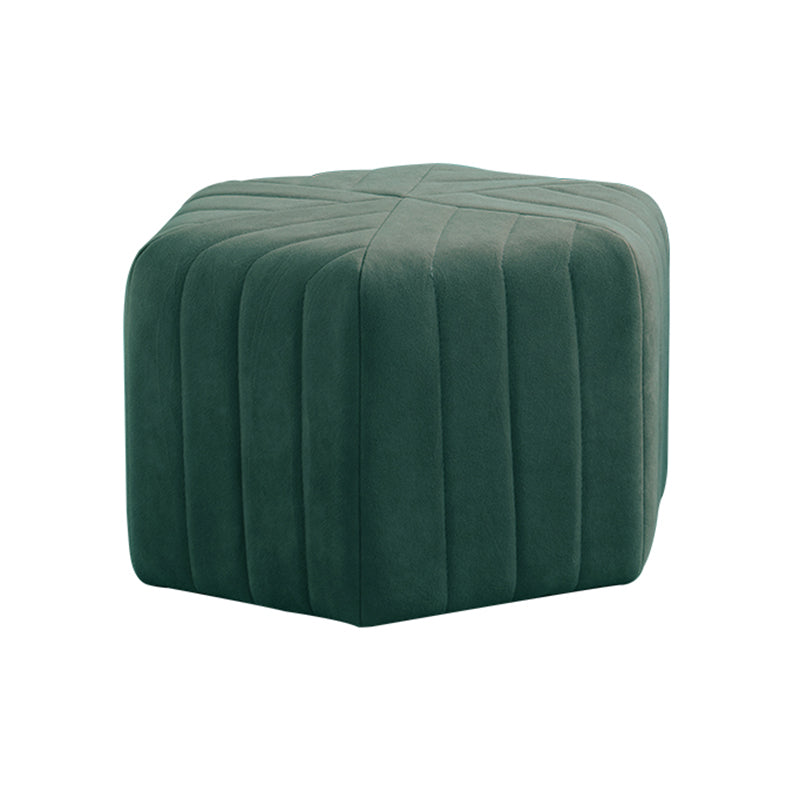 Contemporary Footstool Ottoman Suede Upholstered Solid Color Pentagon Ottoman 18.5"L x 18.5"W x 12"H Green 1 Piece Clearhalo 'furn' 'furn_ottomans_poufs' 'Furniture' 'Living Room Furniture' 'Ottomans & Poufs' 'ottomans_poufs' 5852184