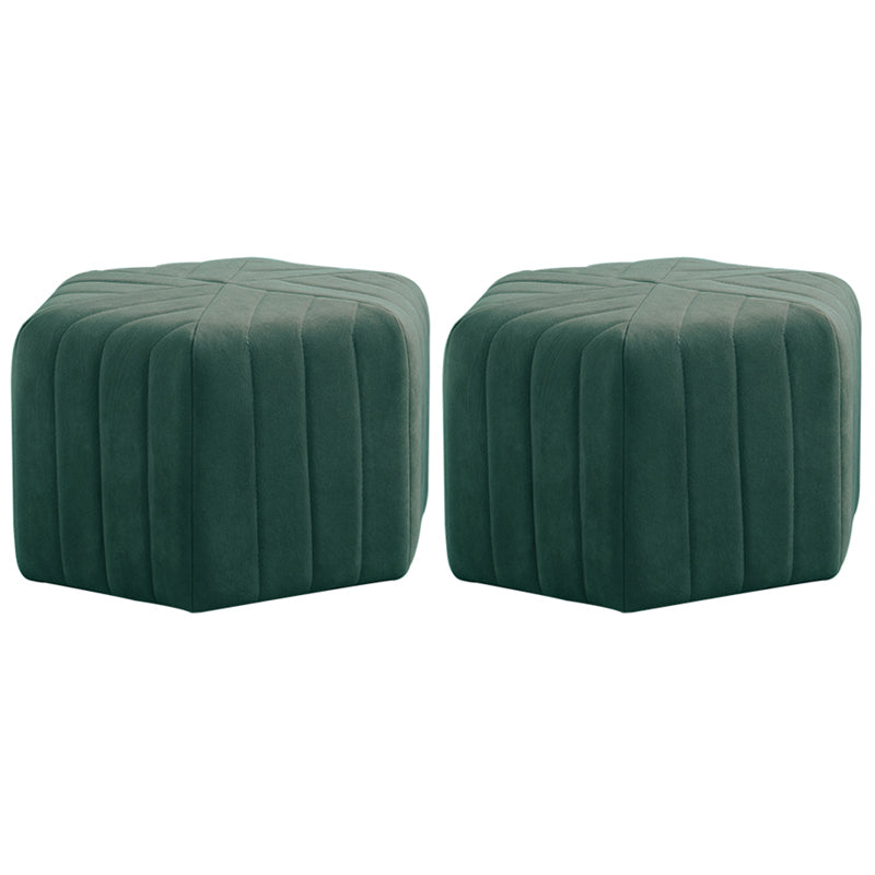 Contemporary Footstool Ottoman Suede Upholstered Solid Color Pentagon Ottoman 18.5"L x 18.5"W x 12"H Green 2 Piece Set Clearhalo 'furn' 'furn_ottomans_poufs' 'Furniture' 'Living Room Furniture' 'Ottomans & Poufs' 'ottomans_poufs' 5852186