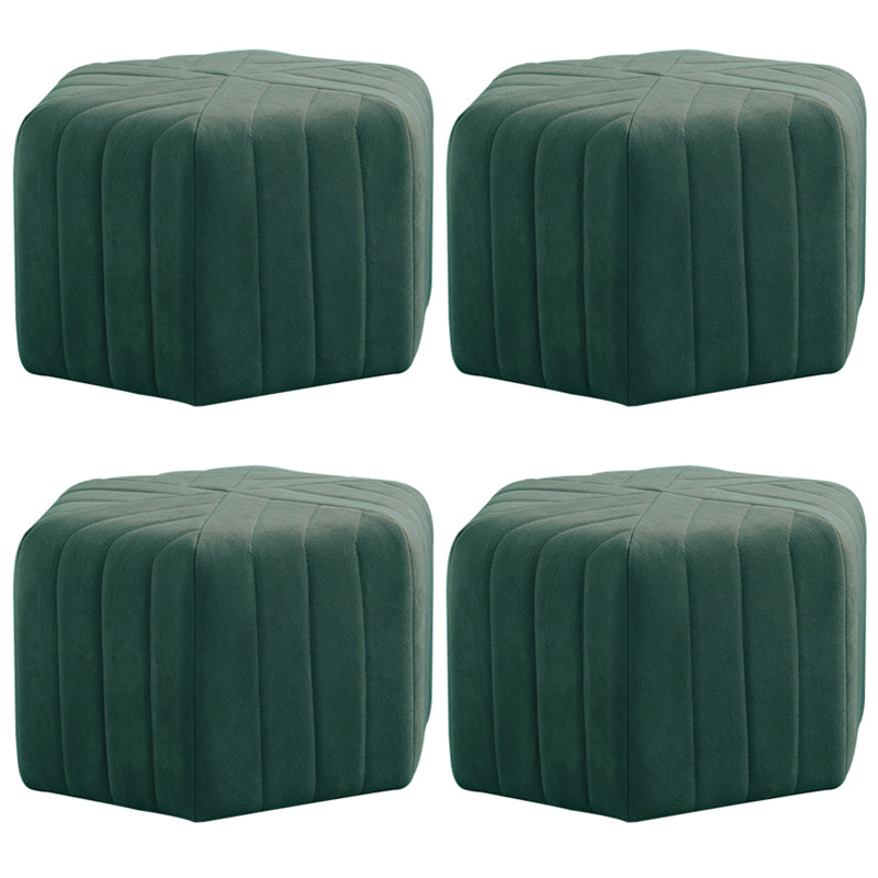 Contemporary Footstool Ottoman Suede Upholstered Solid Color Pentagon Ottoman 18.5"L x 18.5"W x 12"H Green 4 Piece Set Clearhalo 'furn' 'furn_ottomans_poufs' 'Furniture' 'Living Room Furniture' 'Ottomans & Poufs' 'ottomans_poufs' 5852188