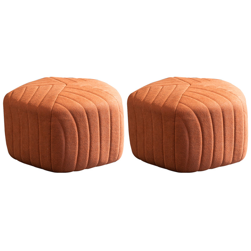 Contemporary Footstool Ottoman Suede Upholstered Solid Color Pentagon Ottoman 18"L x 18"W x 12"H Orange Red 2 Piece Set Clearhalo 'furn' 'furn_ottomans_poufs' 'Furniture' 'Living Room Furniture' 'Ottomans & Poufs' 'ottomans_poufs' 5852191