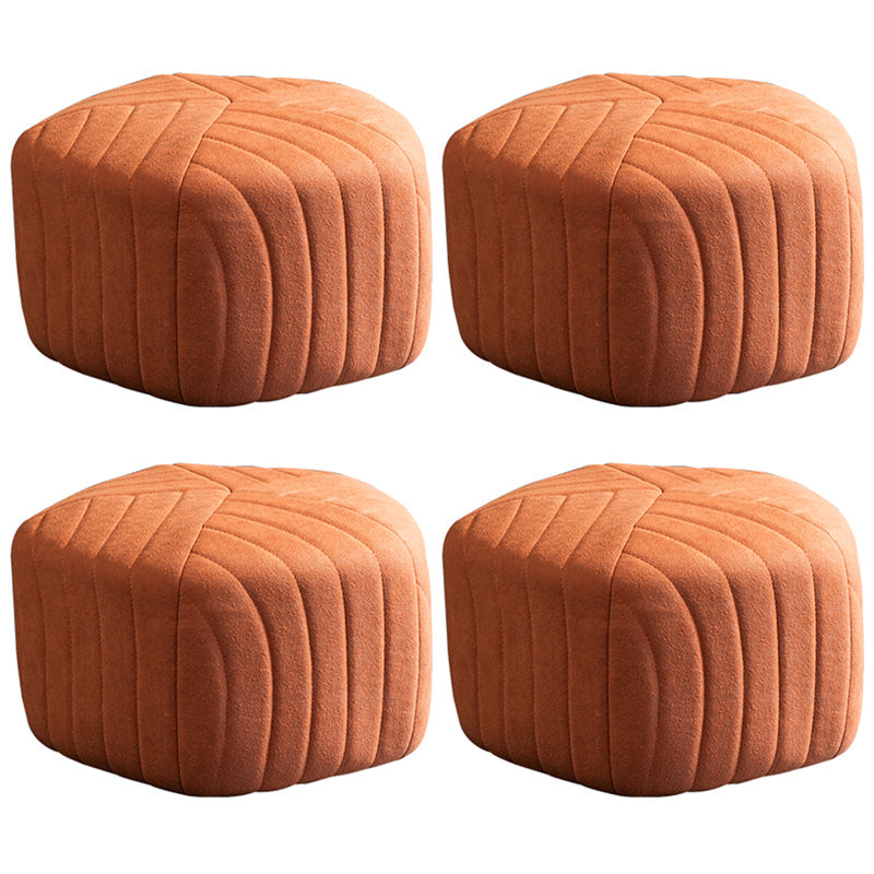 Contemporary Footstool Ottoman Suede Upholstered Solid Color Pentagon Ottoman 18"L x 18"W x 12"H Orange Red 4 Piece Set Clearhalo 'furn' 'furn_ottomans_poufs' 'Furniture' 'Living Room Furniture' 'Ottomans & Poufs' 'ottomans_poufs' 5852193