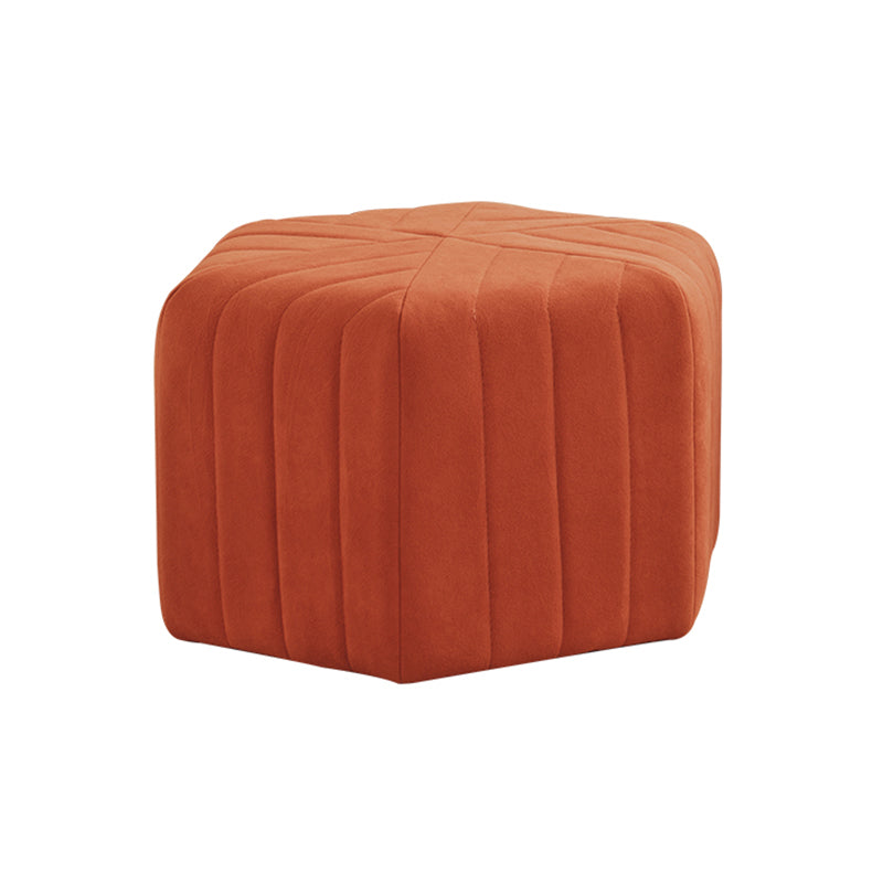 Contemporary Footstool Ottoman Suede Upholstered Solid Color Pentagon Ottoman 18.5"L x 18.5"W x 12"H Orange Red 1 Piece Clearhalo 'furn' 'furn_ottomans_poufs' 'Furniture' 'Living Room Furniture' 'Ottomans & Poufs' 'ottomans_poufs' 5852194