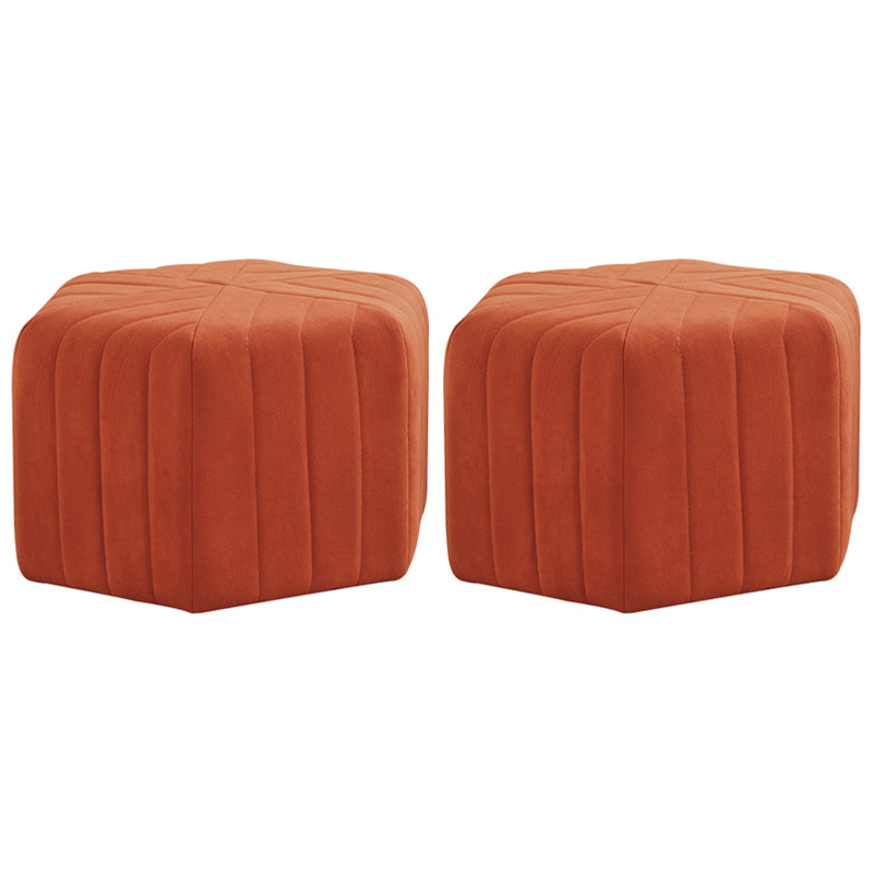 Contemporary Footstool Ottoman Suede Upholstered Solid Color Pentagon Ottoman 18.5"L x 18.5"W x 12"H Orange Red 2 Piece Set Clearhalo 'furn' 'furn_ottomans_poufs' 'Furniture' 'Living Room Furniture' 'Ottomans & Poufs' 'ottomans_poufs' 5852195