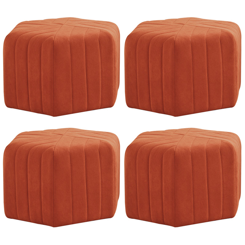 Contemporary Footstool Ottoman Suede Upholstered Solid Color Pentagon Ottoman 18.5"L x 18.5"W x 12"H Orange Red 4 Piece Set Clearhalo 'furn' 'furn_ottomans_poufs' 'Furniture' 'Living Room Furniture' 'Ottomans & Poufs' 'ottomans_poufs' 5852196