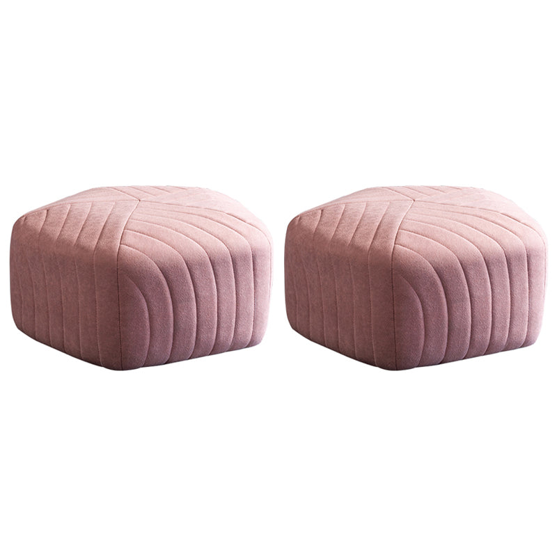 Contemporary Footstool Ottoman Suede Upholstered Solid Color Pentagon Ottoman 18"L x 18"W x 12"H Pinkish Red 2 Piece Set Clearhalo 'furn' 'furn_ottomans_poufs' 'Furniture' 'Living Room Furniture' 'Ottomans & Poufs' 'ottomans_poufs' 5852198