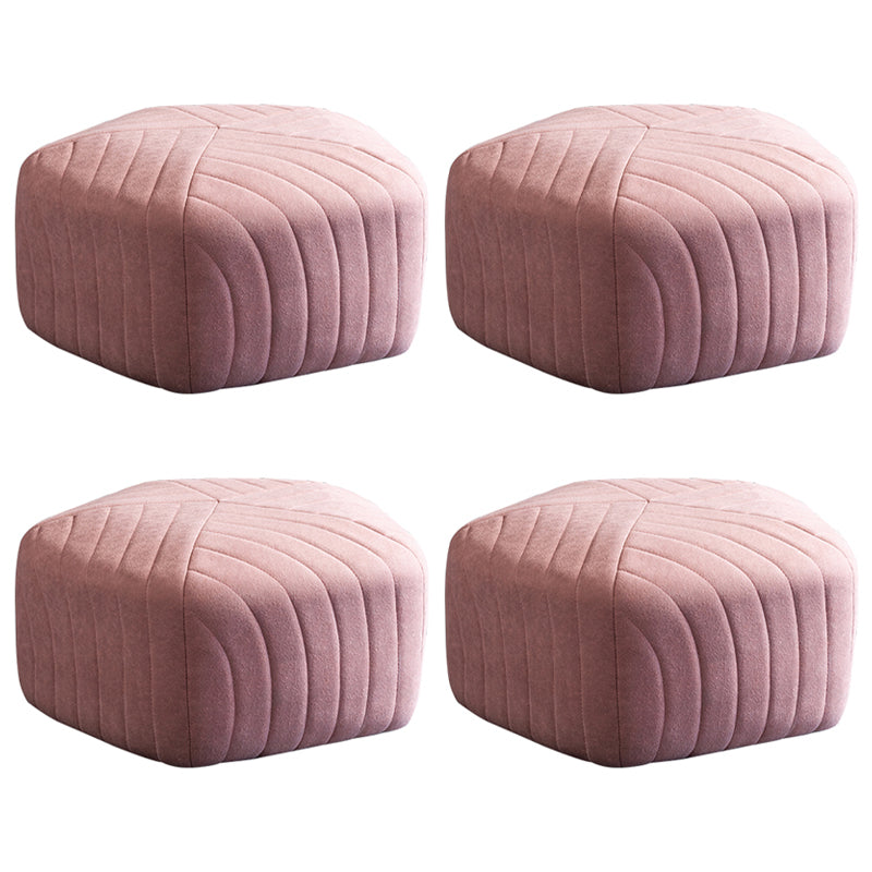 Contemporary Footstool Ottoman Suede Upholstered Solid Color Pentagon Ottoman 18"L x 18"W x 12"H Pinkish Red 4 Piece Set Clearhalo 'furn' 'furn_ottomans_poufs' 'Furniture' 'Living Room Furniture' 'Ottomans & Poufs' 'ottomans_poufs' 5852199